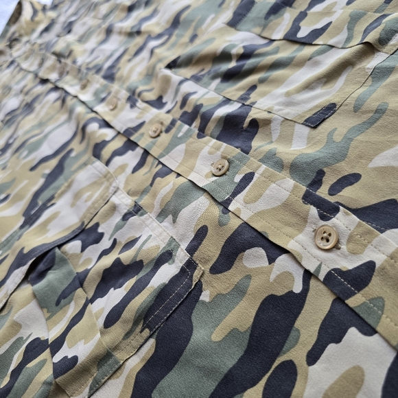 Equipment Silk Utility Button Front Camo Short Sleeve Shirt Dress - Picture 9 of 16